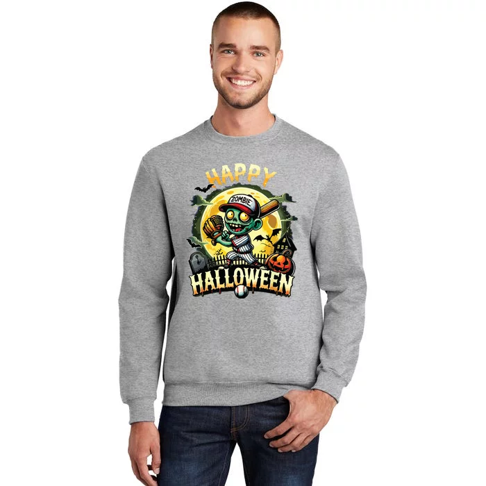 Vintage Halloween Zombie Baseball Skeleton Baseball Players Tall Sweatshirt