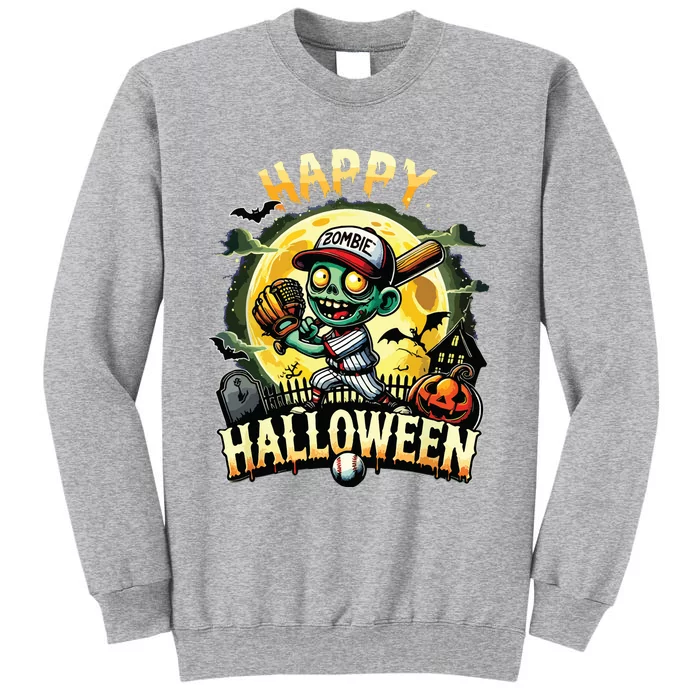 Vintage Halloween Zombie Baseball Skeleton Baseball Players Tall Sweatshirt