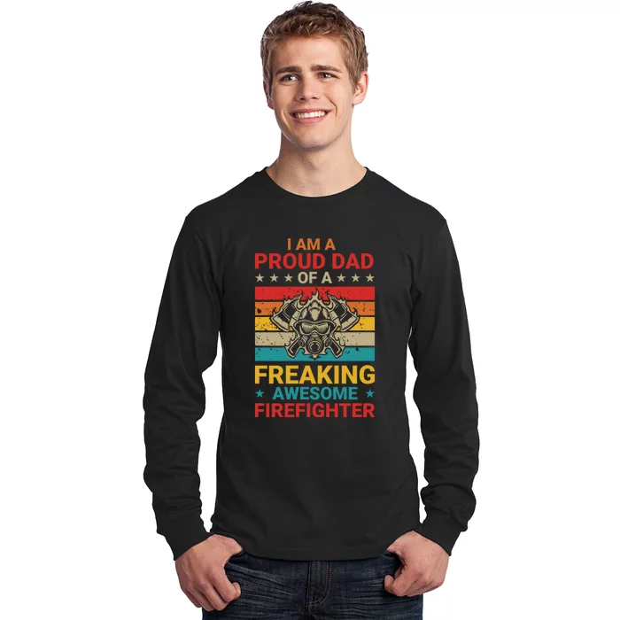 Vintage Im A Dad Of A Dad Of A Freaking Awesome Firefighter Fathers Day Gifts Long Sleeve Shirt