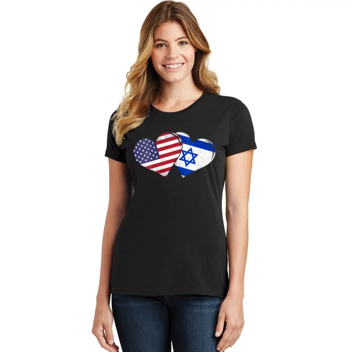 Vintage Israel American Flag Heart For Israeli Women's T-Shirt