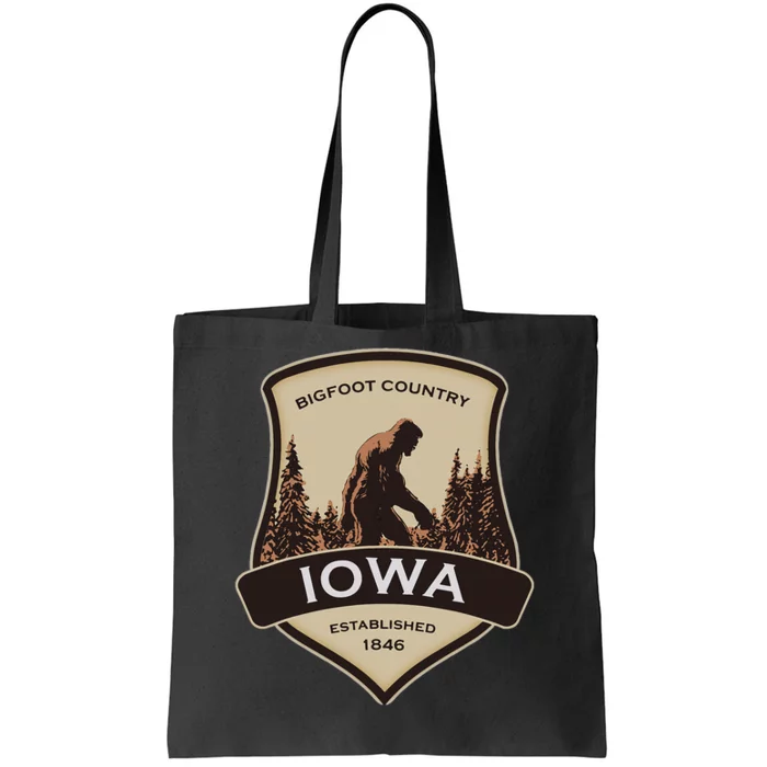 vintage Iowa and a Bigfoot or a Sasquatch Tote Bag