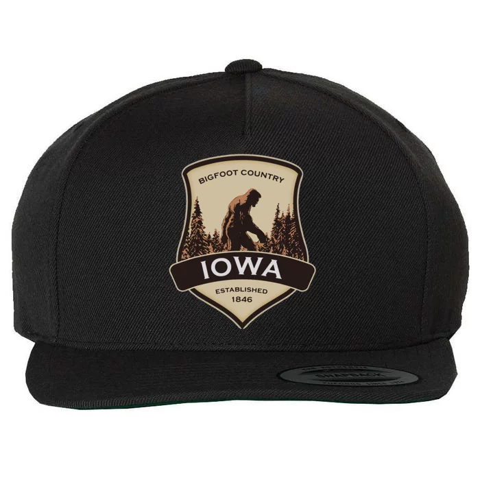 vintage Iowa and a Bigfoot or a Sasquatch Wool Snapback Cap