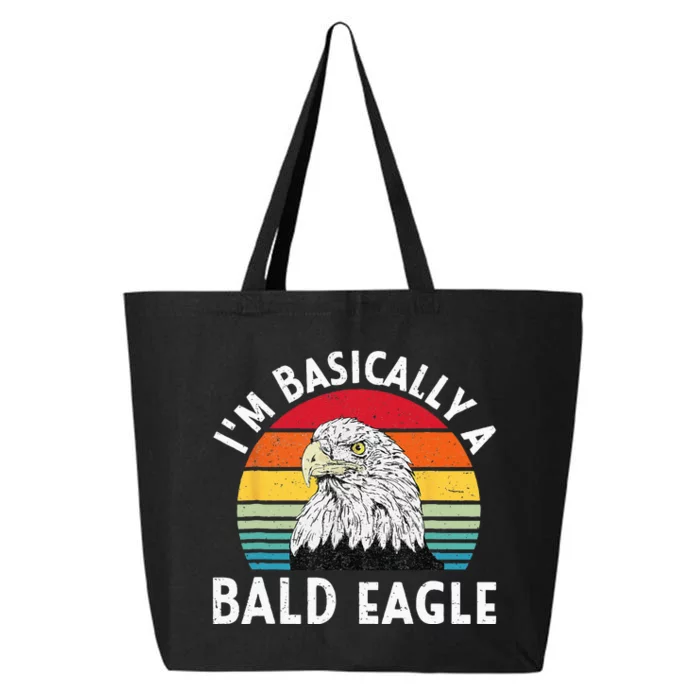 Vintage I Am Basically A Bald Eagle Funny Bald Head America 25L Jumbo Tote