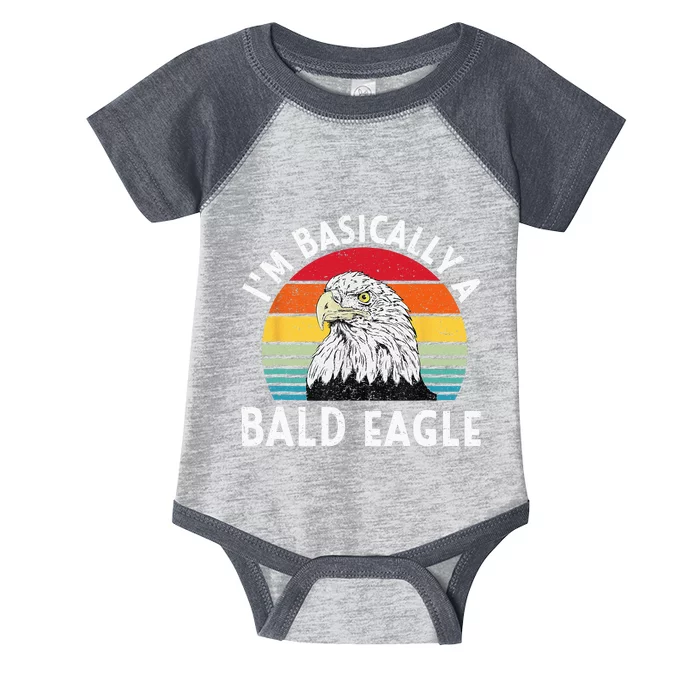 Vintage I Am Basically A Bald Eagle Funny Bald Head America Infant Baby Jersey Bodysuit