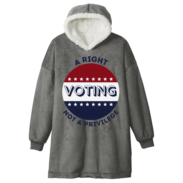 Voting Is A Right Not A Privilege Funny Quote Hooded Wearable Blanket