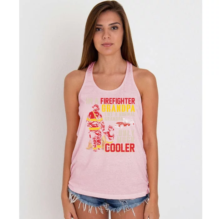 Vintage Im A Firefighter Grandpa Definition Much Cooler Gift Women's Knotted Racerback Tank