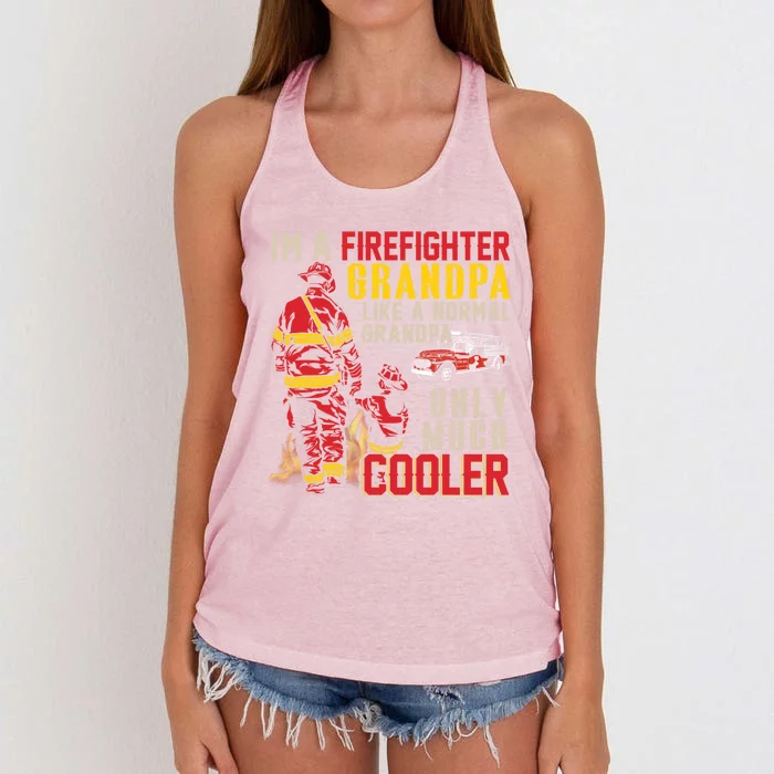 Vintage Im A Firefighter Grandpa Definition Much Cooler Gift Women's Knotted Racerback Tank