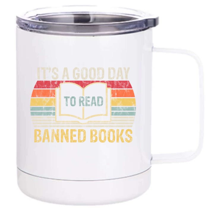 Vintage It's A Good Day To Read Banned Books Gift Front & Back 12oz Stainless Steel Tumbler Cup