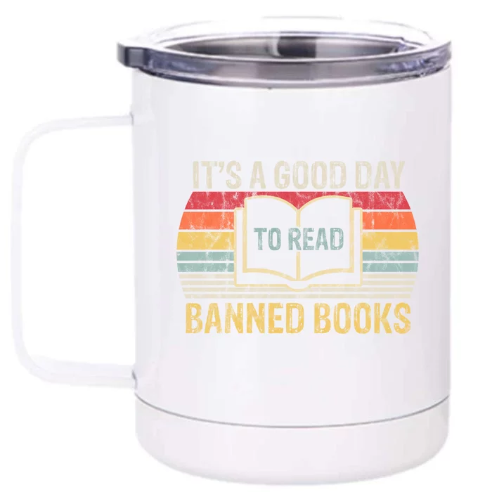 Vintage It's A Good Day To Read Banned Books Gift Front & Back 12oz Stainless Steel Tumbler Cup