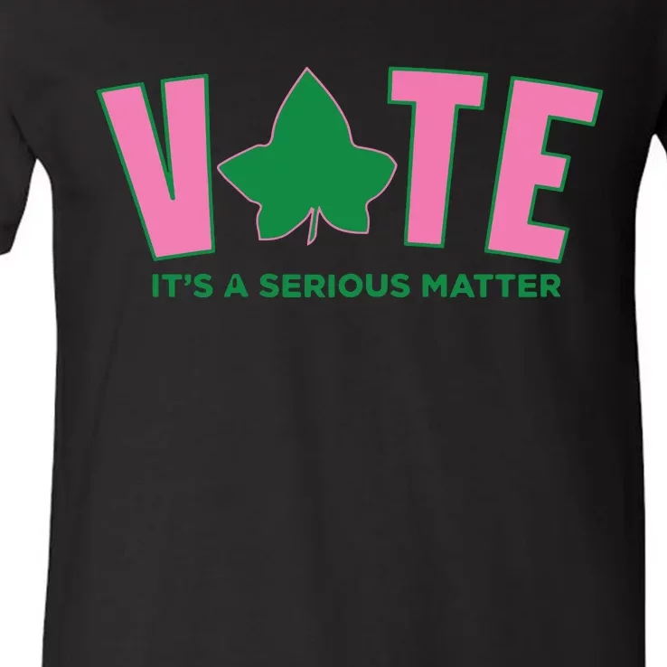 Vote Its A Serious Matter Green V-Neck T-Shirt