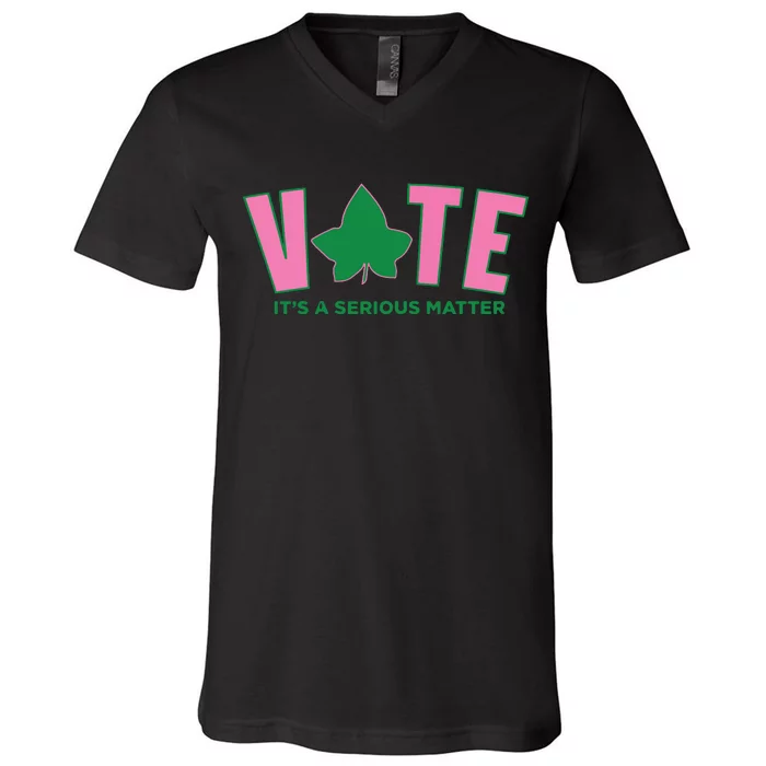 Vote Its A Serious Matter Green V-Neck T-Shirt