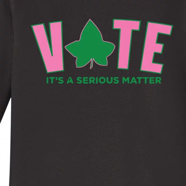 Vote Its A Serious Matter Green Baby Long Sleeve Bodysuit