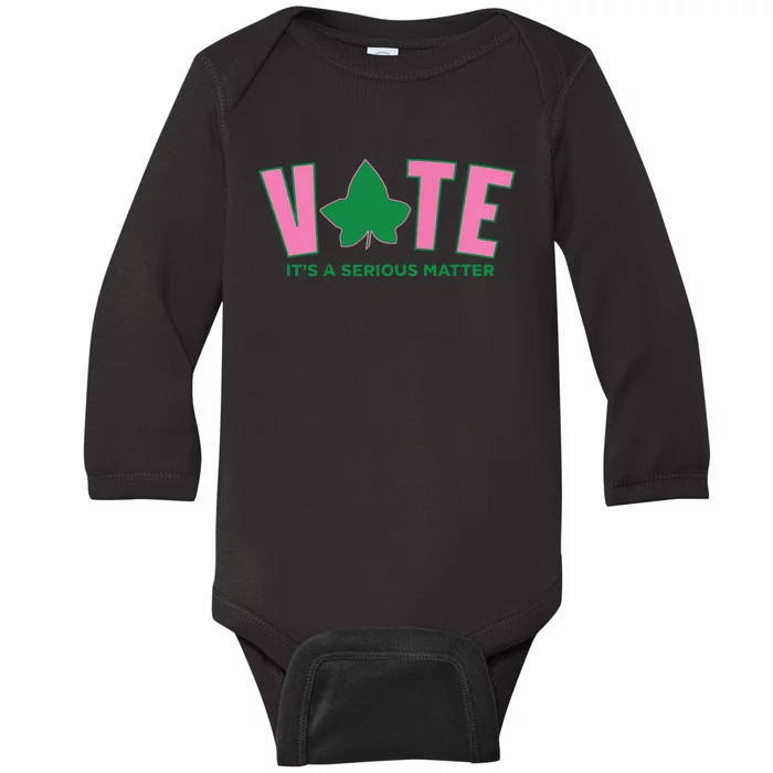 Vote Its A Serious Matter Green Baby Long Sleeve Bodysuit