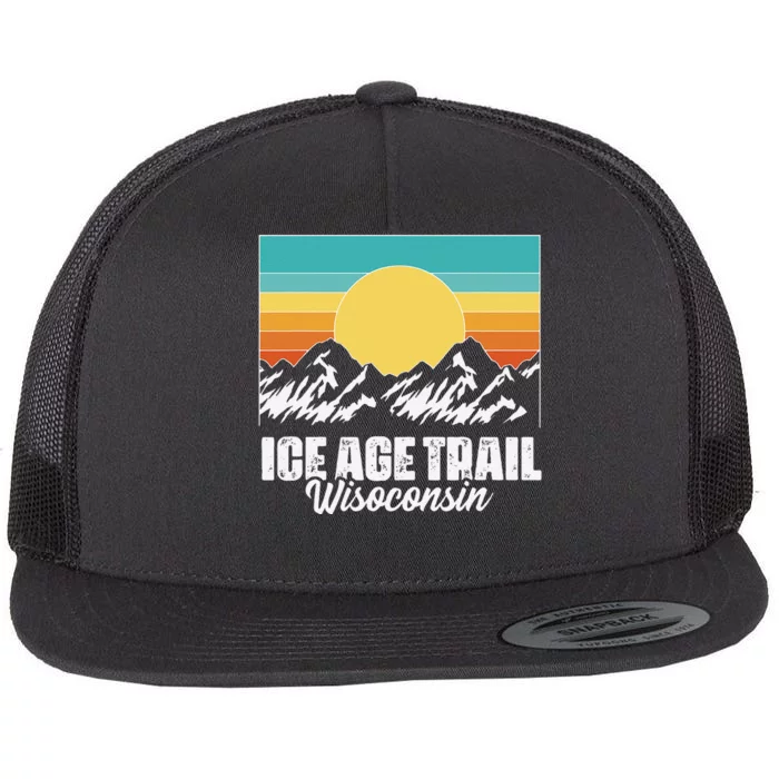 Vintage Ice Age Trail Hiker Camping Hiking Flat Bill Trucker Hat