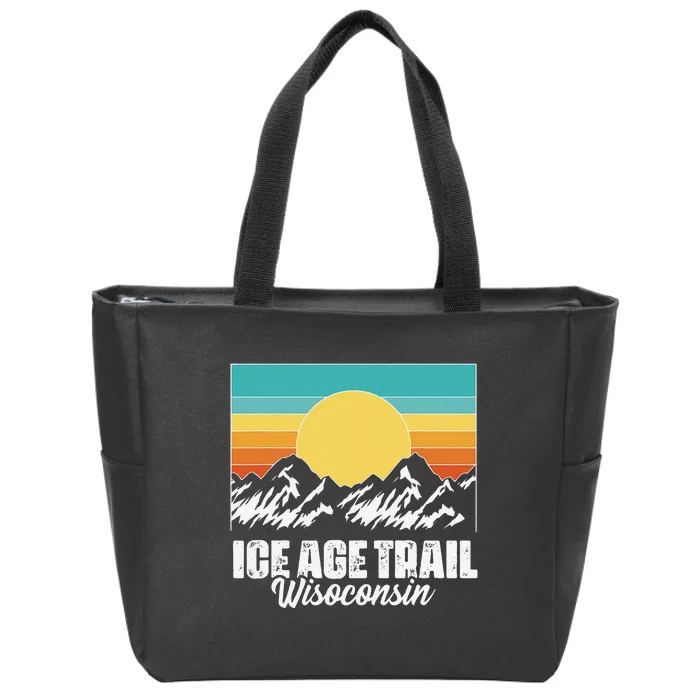 Vintage Ice Age Trail Hiker Camping Hiking Zip Tote Bag