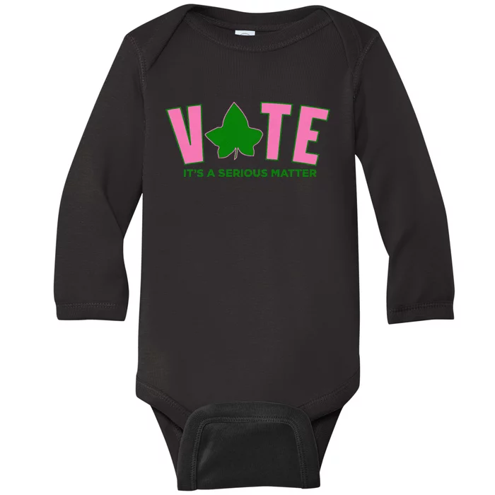 Vote Its A Serious Matter P.Ink And Green Gift Baby Long Sleeve Bodysuit