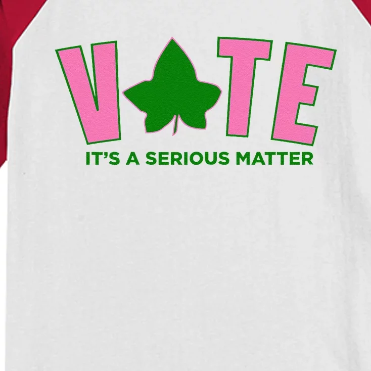 Vote Its A Serious Matter P.Ink And Green Gift Kids Colorblock Raglan Jersey