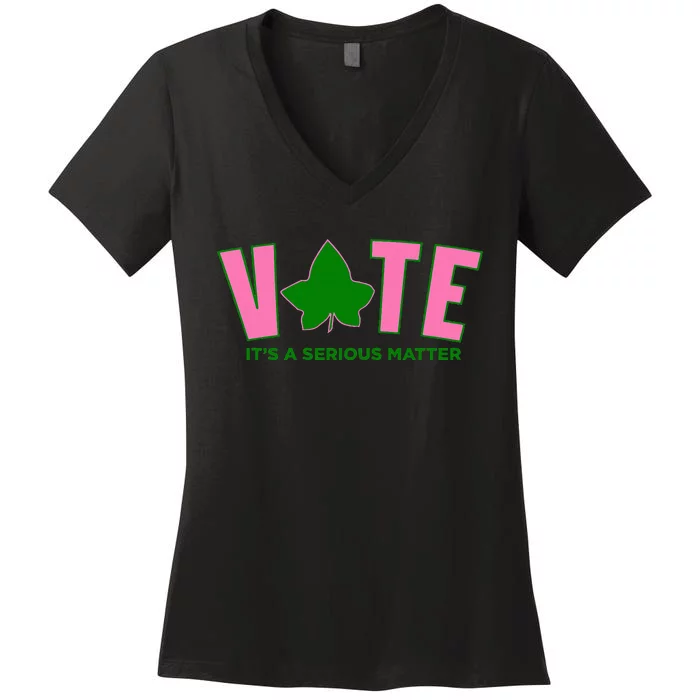 Vote Its A Serious Matter P.I.N.K And Green Women's V-Neck T-Shirt