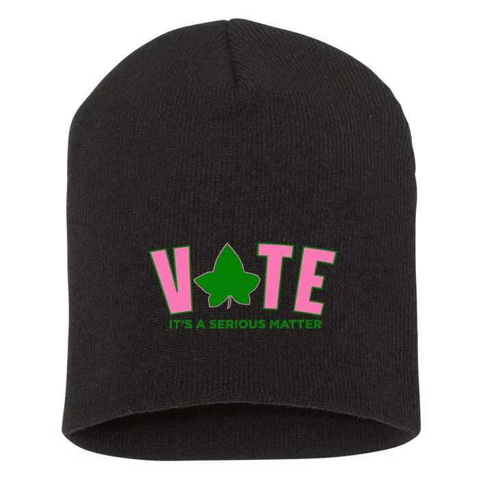 Vote Its A Serious Matter P.I.N.K And Green Short Acrylic Beanie