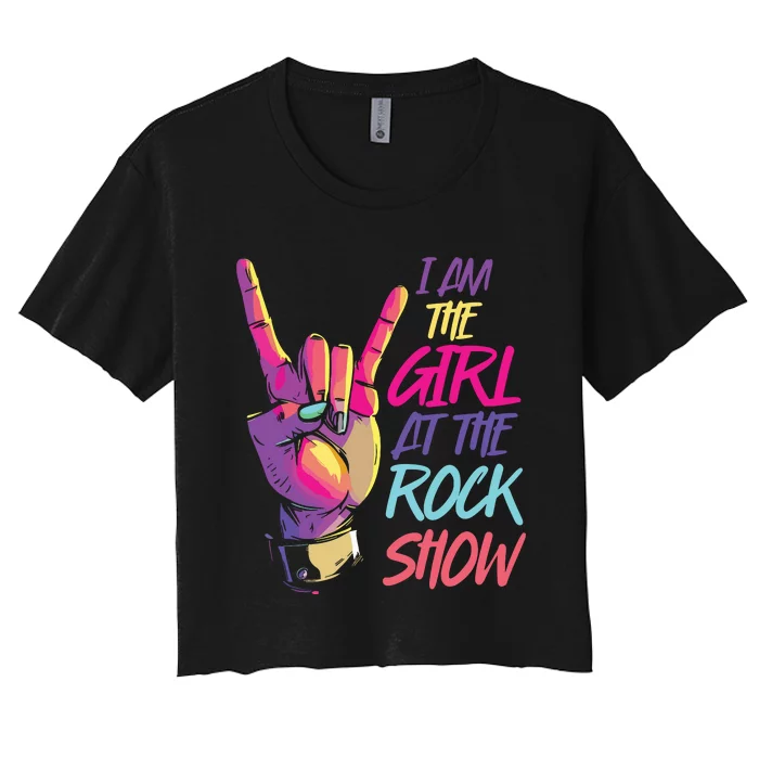 Vintage I Am The Girl At Show Retro Rock Music Women's Crop Top Tee