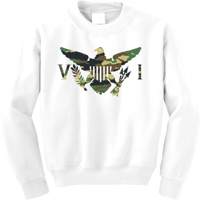 Virgin Islands Army Camo Flag Kids Sweatshirt