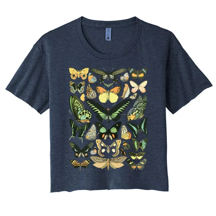 Vintage Inspired Butterfly Chart Women's Crop Top Tee