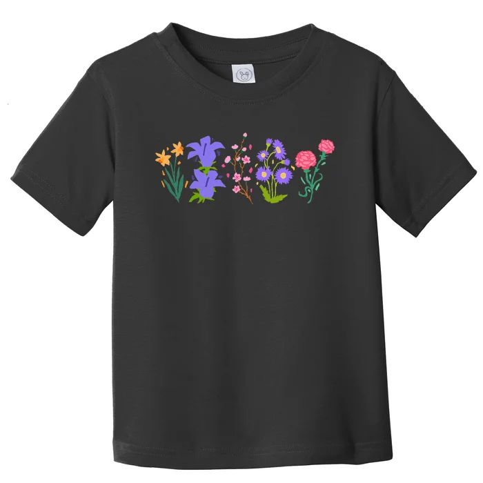 Vintage Inspired Botanical Flower Gardener Naturalist Flower Toddler T-Shirt