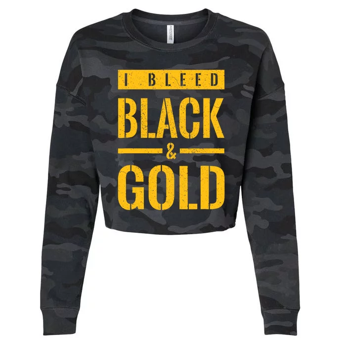 Vintage I Bleed Black And Gold Cropped Pullover Crew