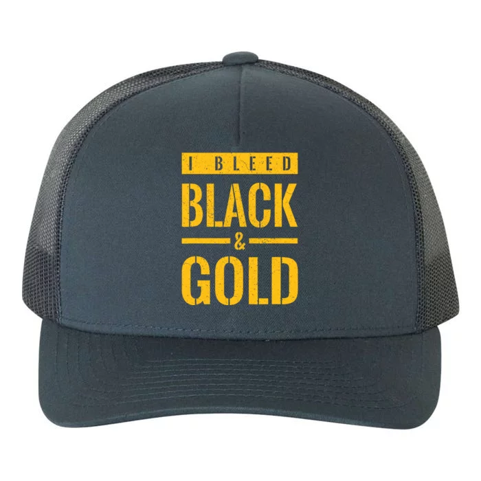 Vintage I Bleed Black And Gold Yupoong Adult 5-Panel Trucker Hat