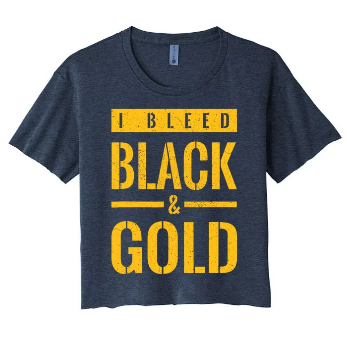 Vintage I Bleed Black And Gold Women's Crop Top Tee