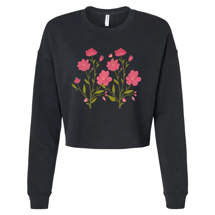 Vintage Inspired Botanical Flower Girl Mom Beautiful Flowers Premium Cropped Pullover Crew