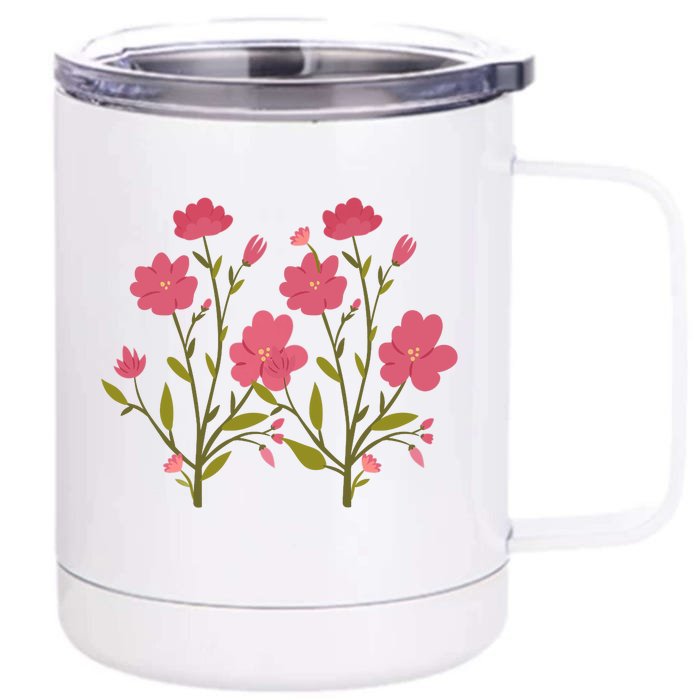 Vintage Inspired Botanical Flower Girl Mom Beautiful Flowers Premium Front & Back 12oz Stainless Steel Tumbler Cup