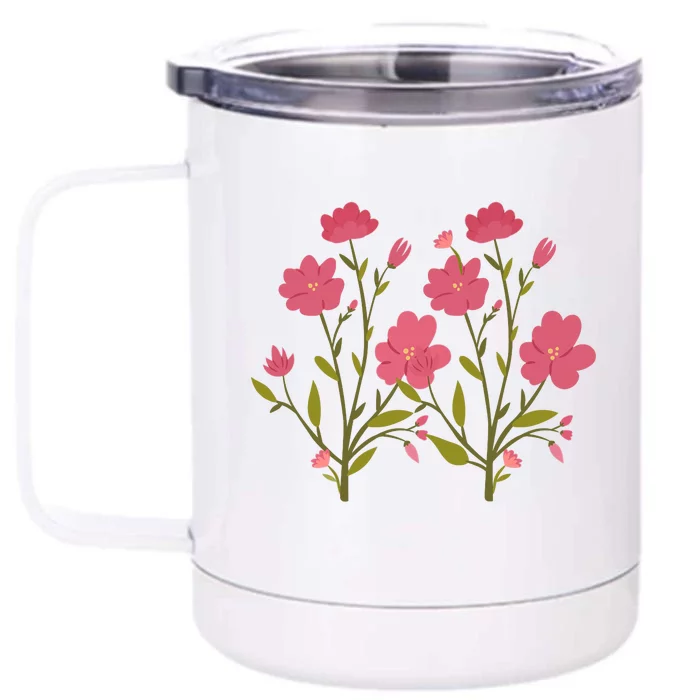 Vintage Inspired Botanical Flower Girl Mom Beautiful Flowers Premium Front & Back 12oz Stainless Steel Tumbler Cup