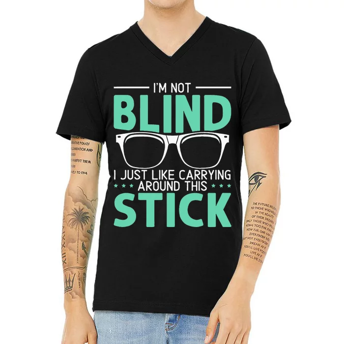 Visually Impaired Braille Visual Blind Awareness V-Neck T-Shirt