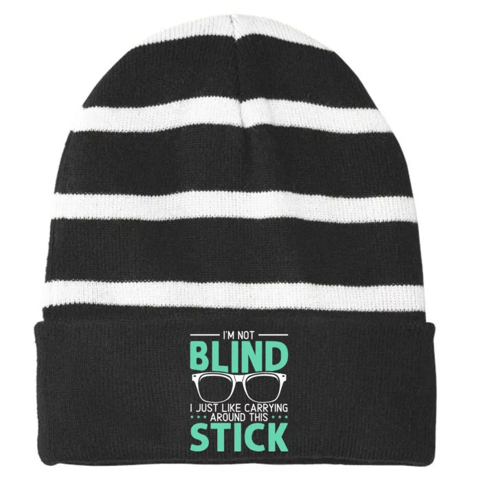 Visually Impaired Braille Visual Blind Awareness Striped Beanie with Solid Band