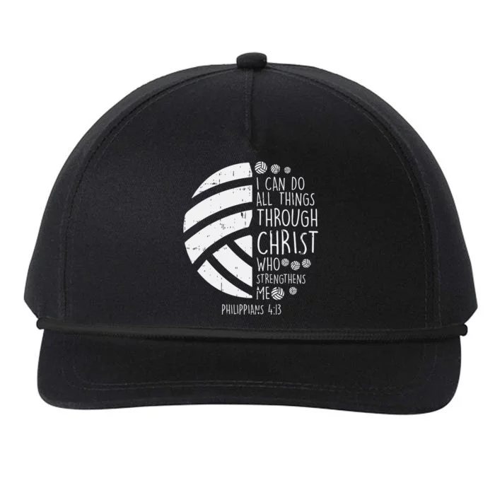 Volleyball I Can Do Things Bible Verse God Jesus Snapback Five-Panel Rope Hat