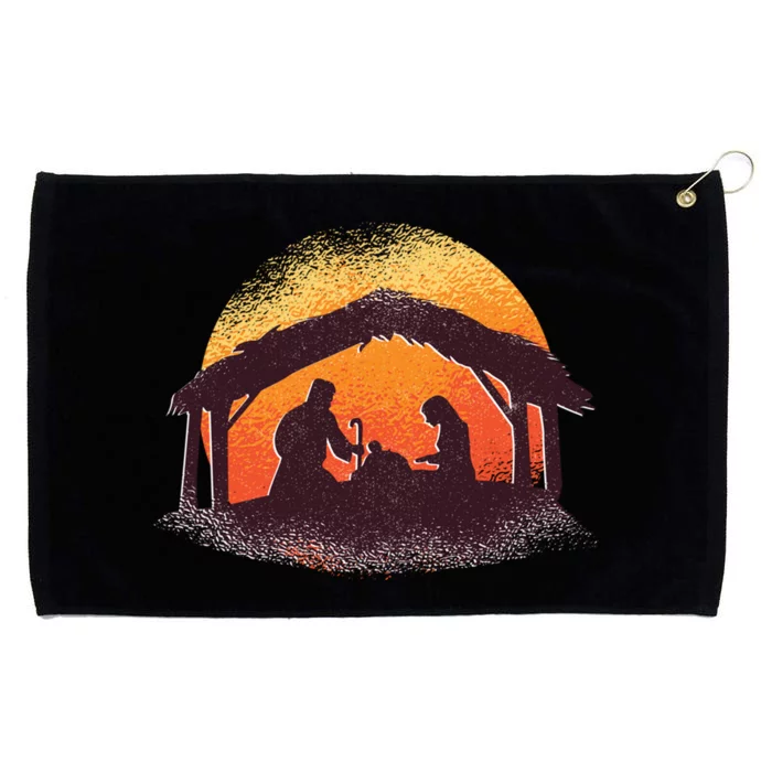 Vintage Illustration Christmas Nativity Scene Religious Grommeted Golf Towel