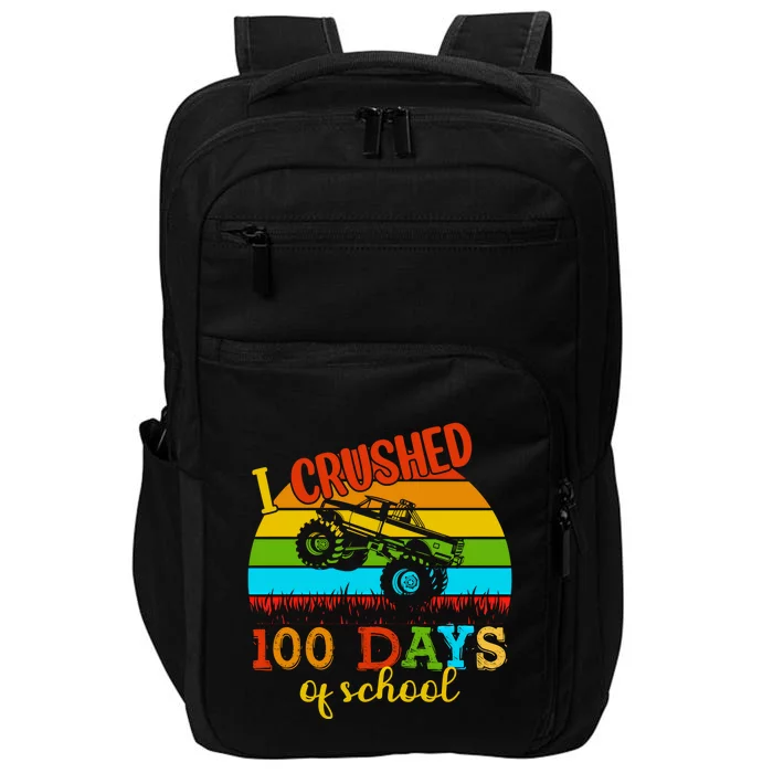 Vintage I Crushed 100 Days Of School Truck Gift Impact Tech Backpack