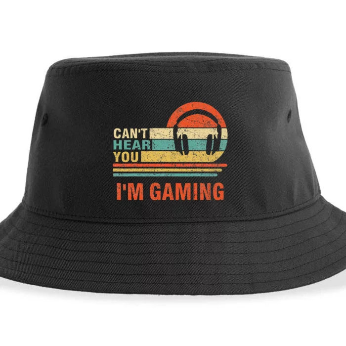 vintage I Can't Hear You I'm Gaming Gift Sustainable Bucket Hat