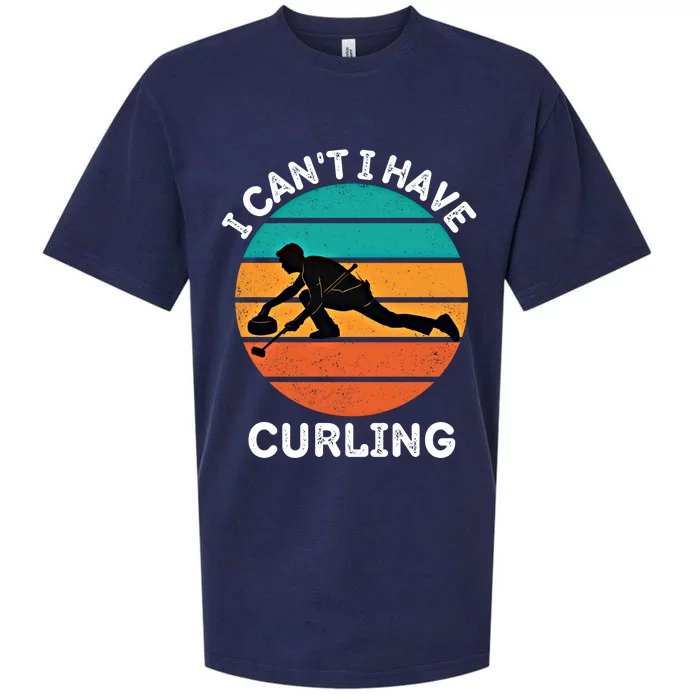 Vintage I CanT I Have Curling Lover Retro Curling Gift Sueded Cloud Jersey T-Shirt