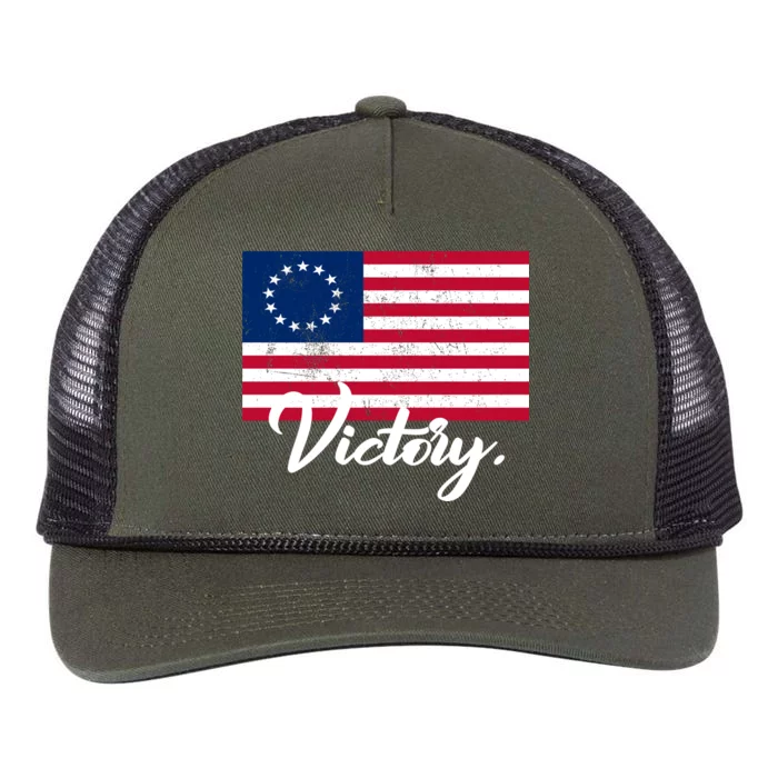 Victory America Betsy Ross Flag 1776 Retro Rope Trucker Hat Cap