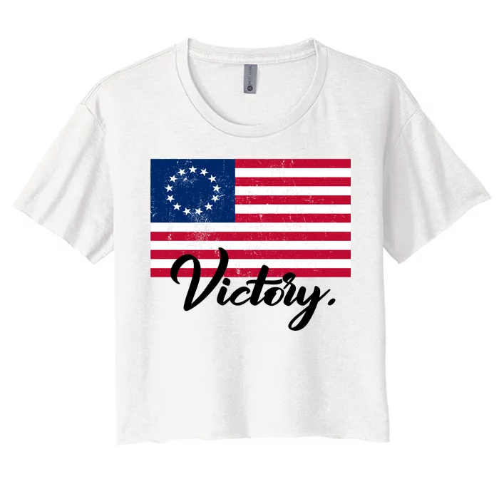 Victory America Betsy Ross Flag 1776 Women's Crop Top Tee