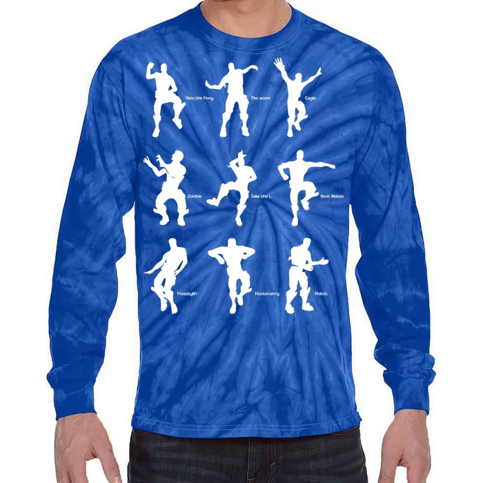 Victory Royale Gamer Dance Moves Tie-Dye Long Sleeve Shirt