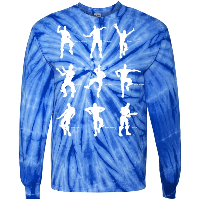 Victory Royale Gamer Dance Moves Tie-Dye Long Sleeve Shirt