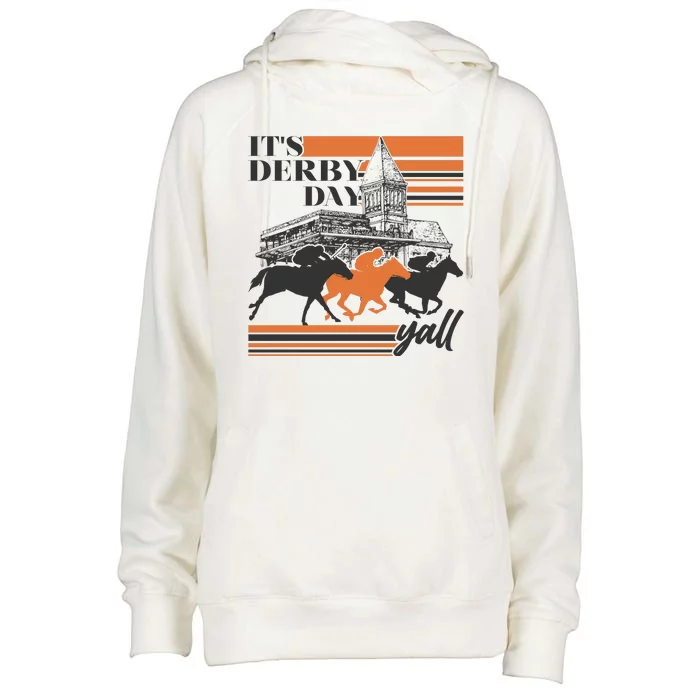 Vintage It's Derby Day Yall Horse Racing Womens Funnel Neck Pullover Hood