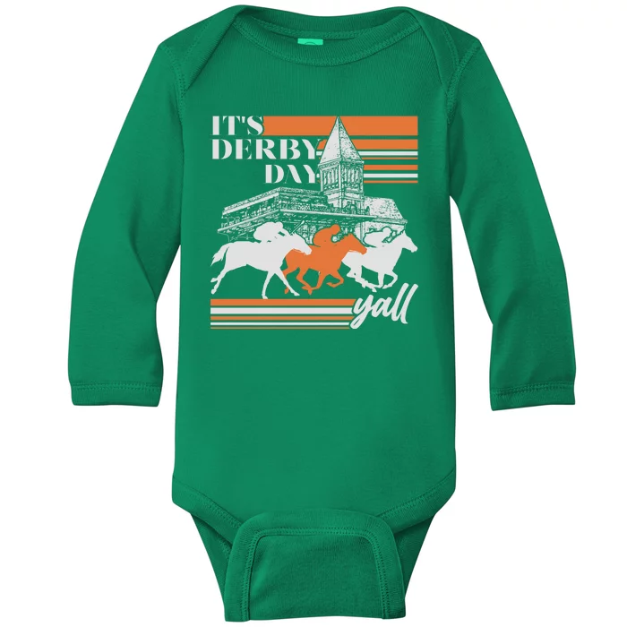 Vintage It's Derby Day Yall Horse Racing Baby Long Sleeve Bodysuit