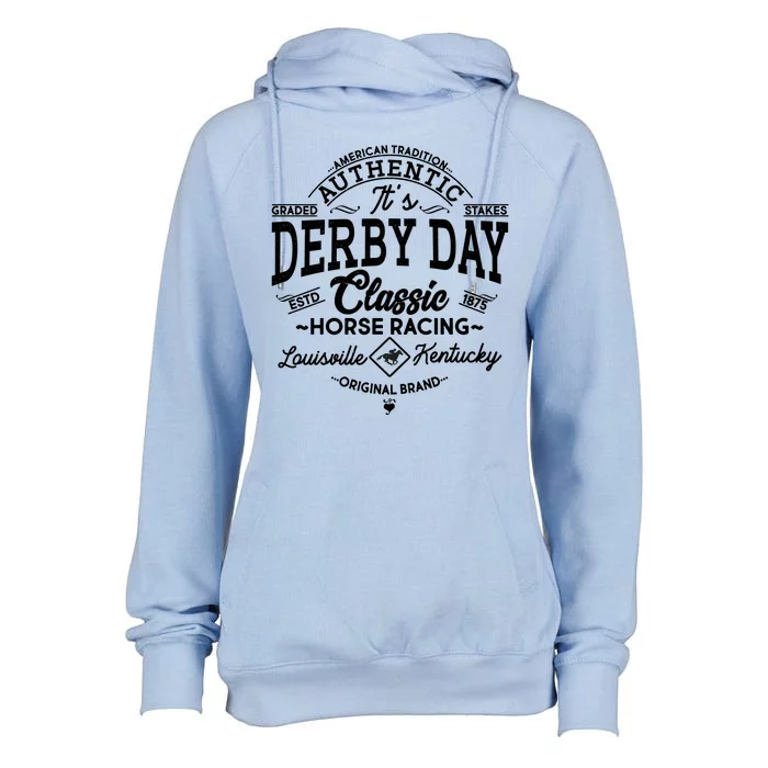 Vintage It's Derby Day Classic Horse Racing Womens Funnel Neck Pullover Hood