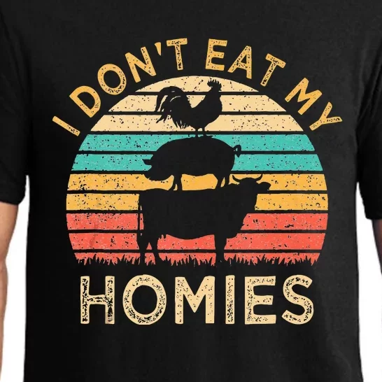 Vegetarian I Dont Eat My Homies Funny Vegan Retro Pajama Set