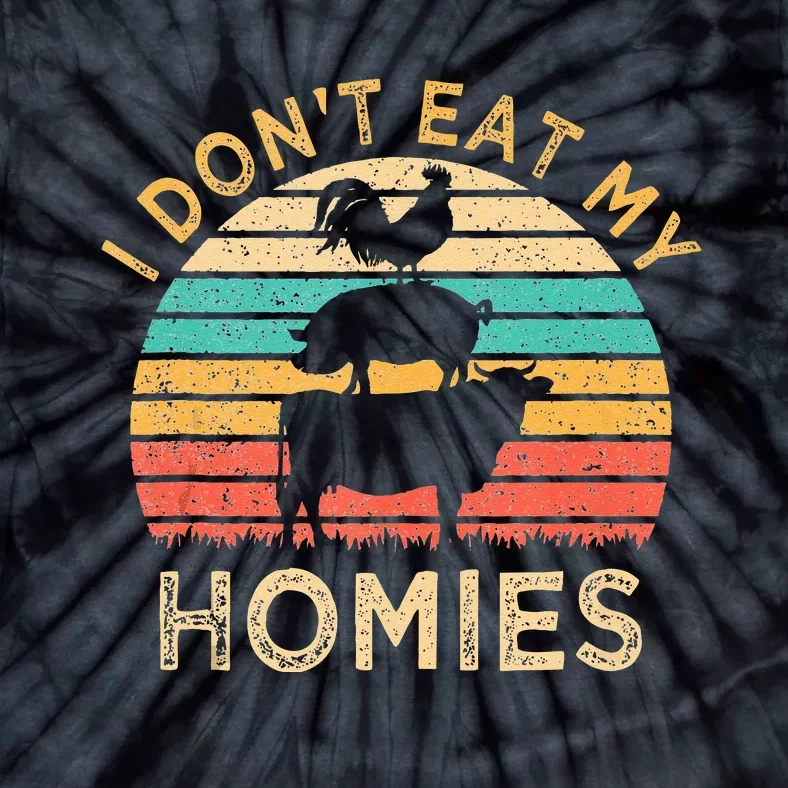 Vegetarian I Dont Eat My Homies Funny Vegan Retro Tie-Dye T-Shirt