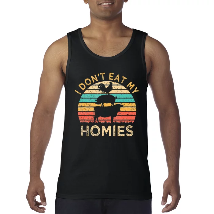 Vegetarian I Dont Eat My Homies Funny Vegan Retro Tank Top